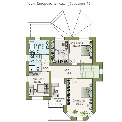 Проекты домов Альфаплан - «Clever» - классический коттедж с красивым эркером и террасой - превью плана проекта №2