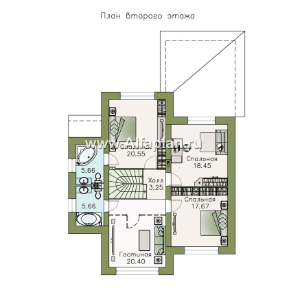 «Вернисаж» - красивый проект двухэтажного дома, с просторной террасой, со второй гостиной на 2 эт - превью план дома