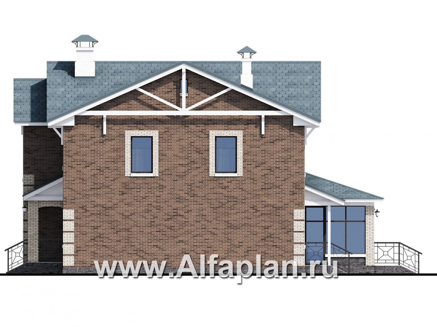 Проекты домов Альфаплан - «Традиция» - классический комфортабельный коттедж - изображение фасада №2
