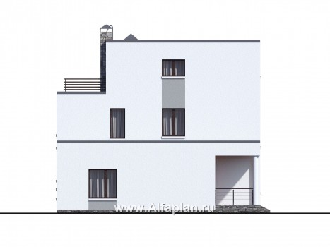 Проекты домов Альфаплан - «Гоген» - коттедж с эксплуатируемой кровлей - превью фасада №3