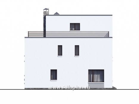 Проекты домов Альфаплан - «Гоген» - коттедж (дуплекс) с эксплуатируемой кровлей - превью фасада №3