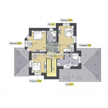 Проекты домов Альфаплан - Комфортный современный коттедж с навесом для машины - превью плана проекта №2