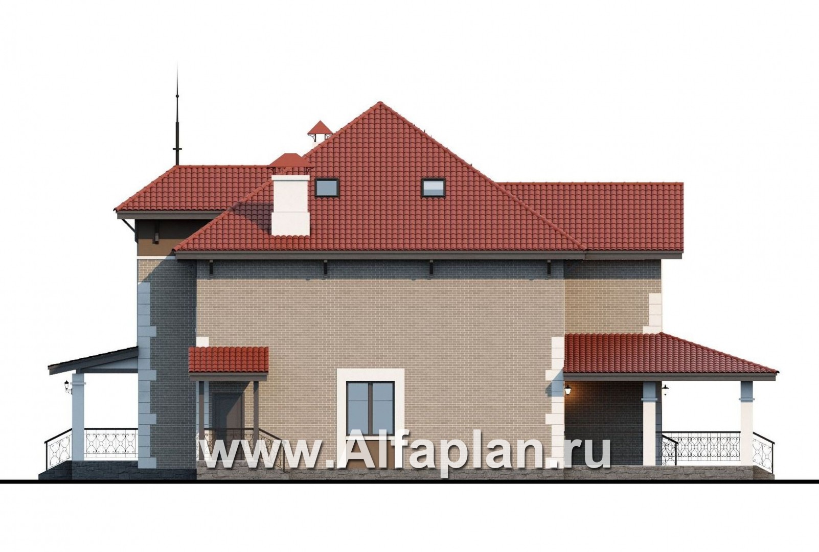 Проекты домов Альфаплан - «Демидов» - респектабельный особняк, в котором есть ВСЕ.... - изображение фасада №2