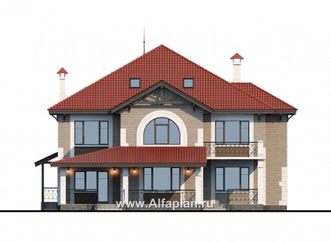 Проекты домов Альфаплан - «Демидов» - респектабельный особняк, в котором есть ВСЕ.... - превью фасада №4