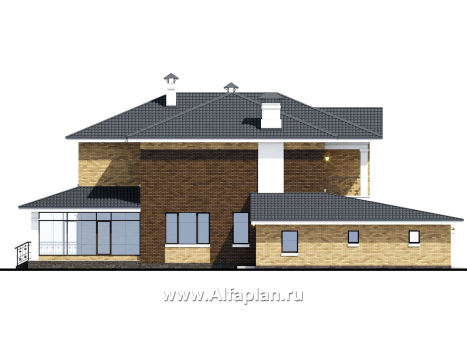 Проекты домов Альфаплан - «Граф Орлов» - классический комфортабельный коттедж с гаражом - превью фасада №3