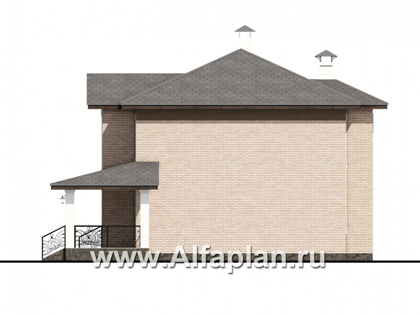 Проекты домов Альфаплан - «Арт-Нуво» - респектабельный двухэтажный дом в стиле модерн - изображение фасада №2