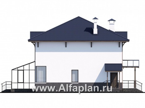 Проекты домов Альфаплан - «Четыре сезона» - современный дом с эффектной планировкой - превью фасада №3