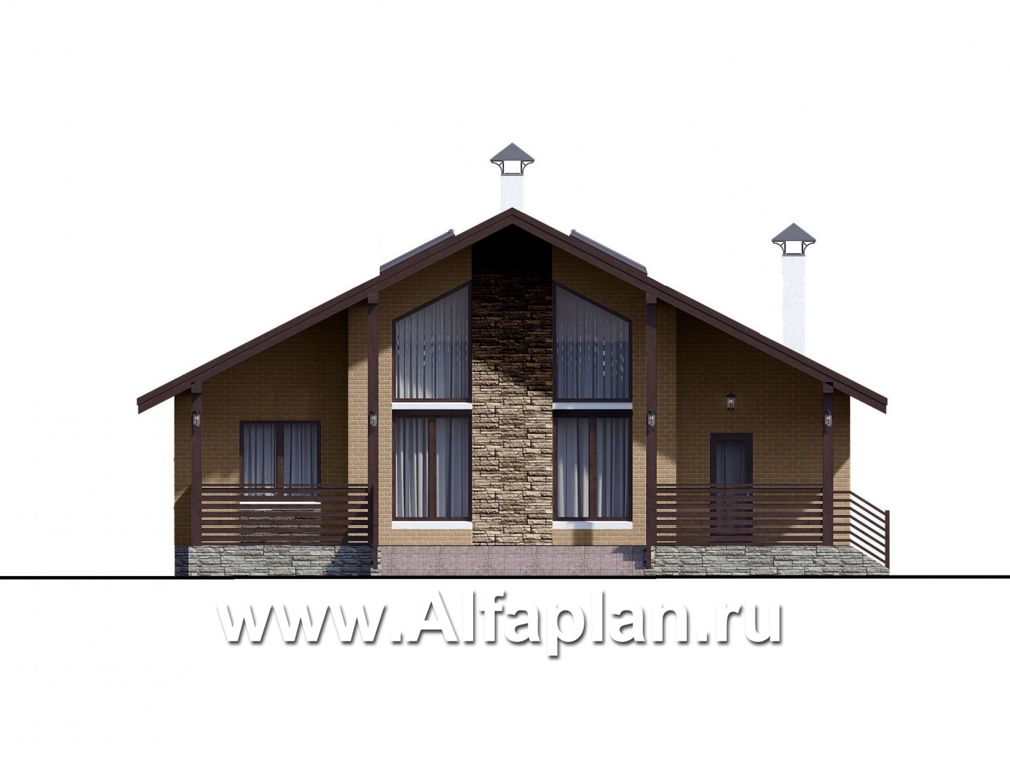 Проекты домов Альфаплан - «Моризо» - шале с двусветной гостиной - изображение фасада №1