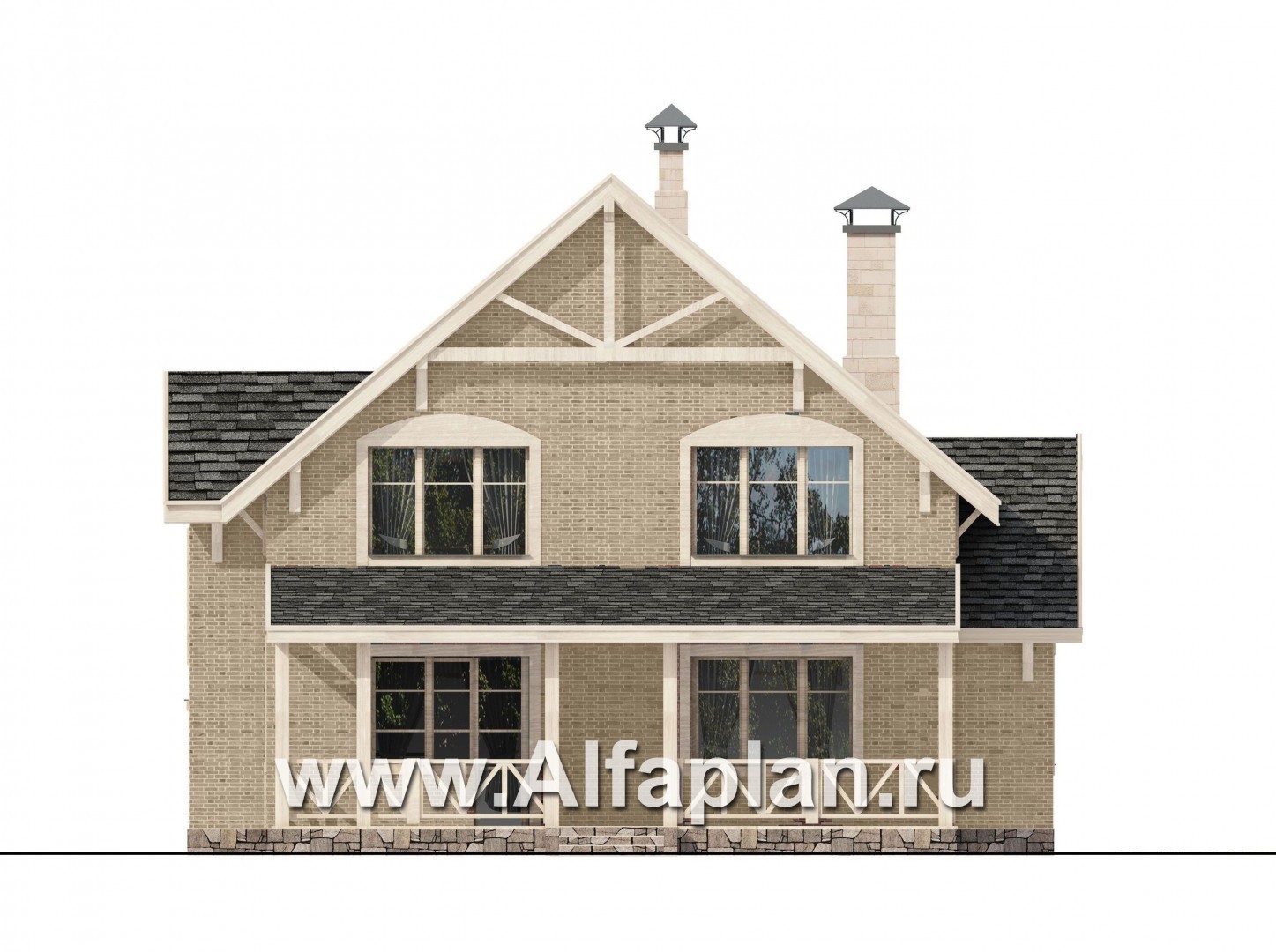 Проекты домов Альфаплан - «Новая пристань» - дом из газобетона для удобной загородной жизни - изображение фасада №3