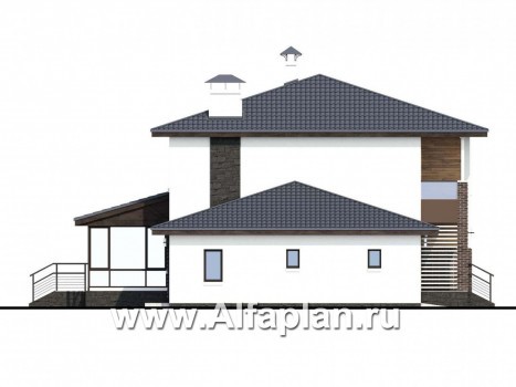 Проекты домов Альфаплан - «Орбита» - современный и удобный, компактный дом - превью фасада №3