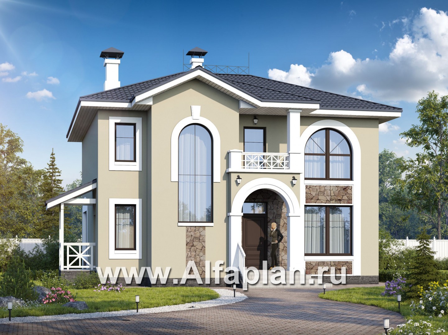 Проекты домов Альфаплан - «Либезюсефрау» - удобный дом с романтическими фасадами - основное изображение