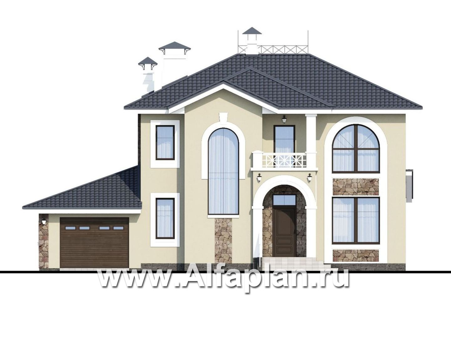 Проекты домов Альфаплан - «Либезюсефрау» — удобный дом с романтическими фасадами - изображение фасада №1