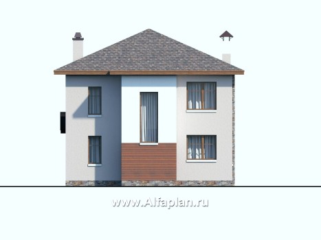 Проекты домов Альфаплан - «Траектория» - современный, компактный дом - превью фасада №4