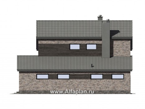 Проекты домов Альфаплан - Двухэтажный загородный дом с гаражом - превью фасада №4
