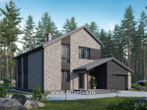 Проекты домов Альфаплан - Двухэтажный загородный дом с гаражом - превью основного изображения
