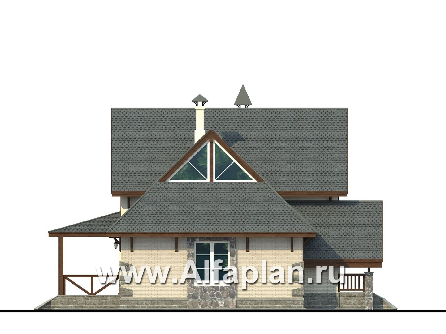 Проекты домов Альфаплан - «Альпенхаус» - альпийское шале - изображение фасада №3