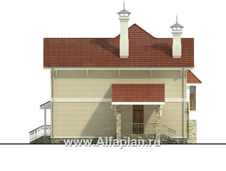 Проекты домов Альфаплан - «Лавиери Плюс»- проект дома с изящным крыльцом и эркером - превью фасада №3