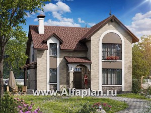 Проекты домов Альфаплан - «Огни залива» - проект дома с открытой планировкой - превью основного изображения