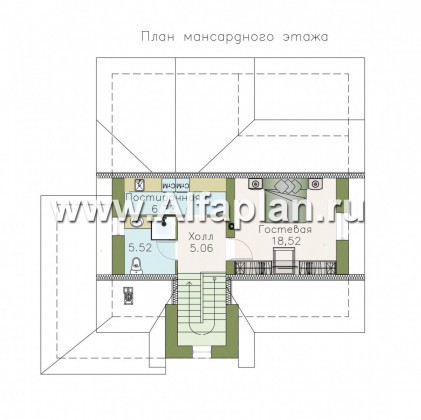 Проекты домов Альфаплан - «Госпожа Буонасье» - компактный коттедж с жилой мансардой - превью плана проекта №3