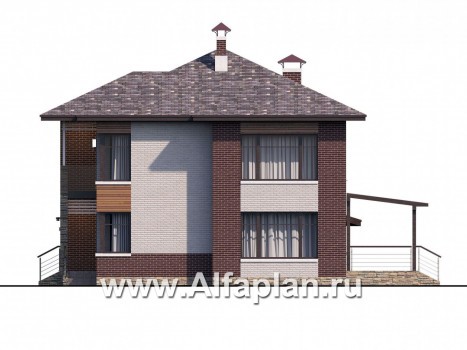 Проекты домов Альфаплан - «Эндорфин» - современный двухэтажный дом с гаражом - превью фасада №2