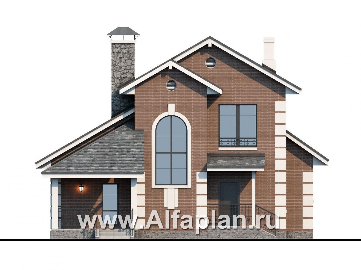 Проекты домов Альфаплан - Кирпичный дом «Прагма» для небольшой семьи - изображение фасада №4
