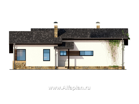 Проекты домов Альфаплан - Современный одноэтажный дом - превью фасада №4