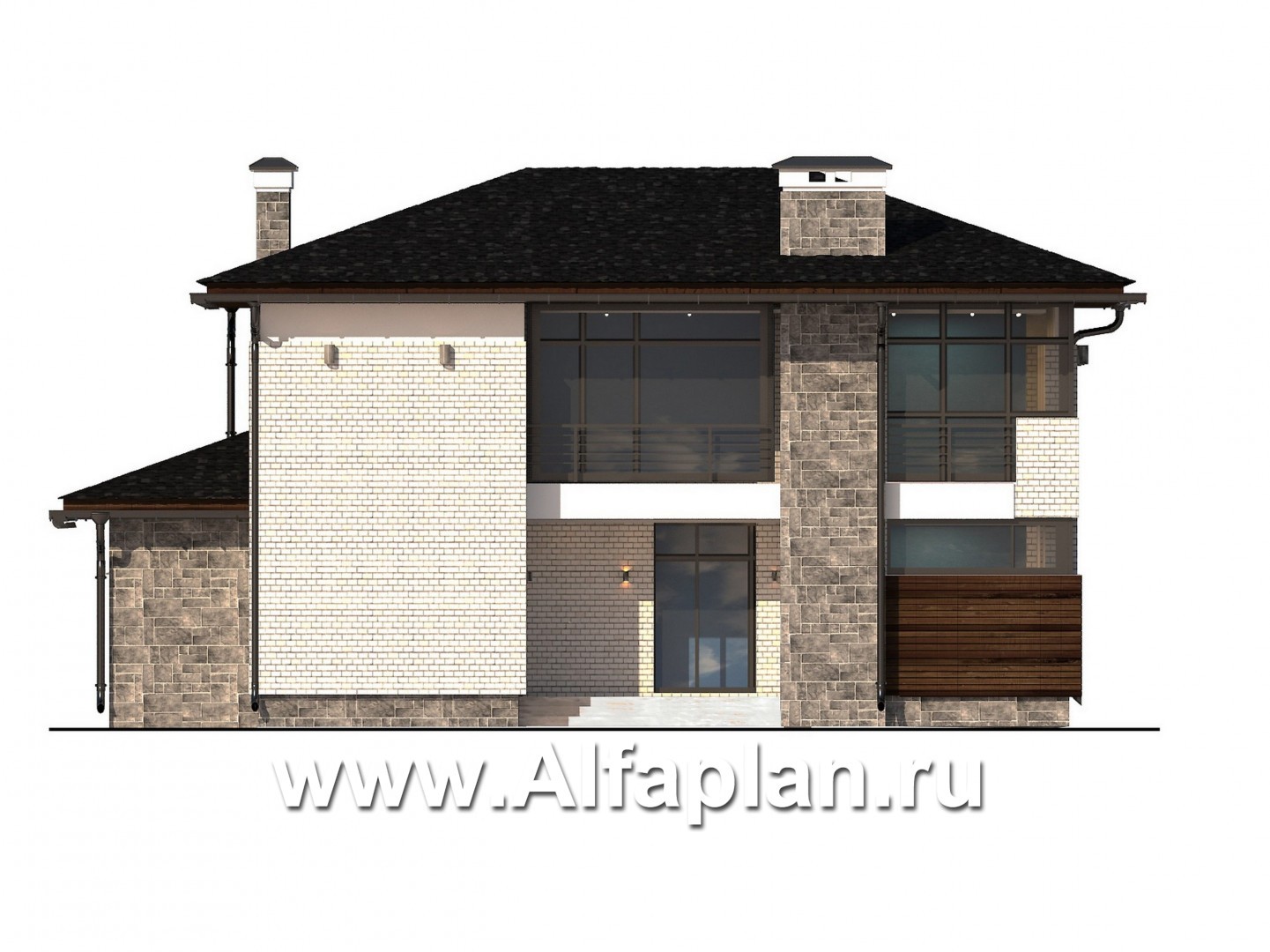 Проекты домов Альфаплан - Дом с интересным дизайном и практичной планировкой - изображение фасада №1