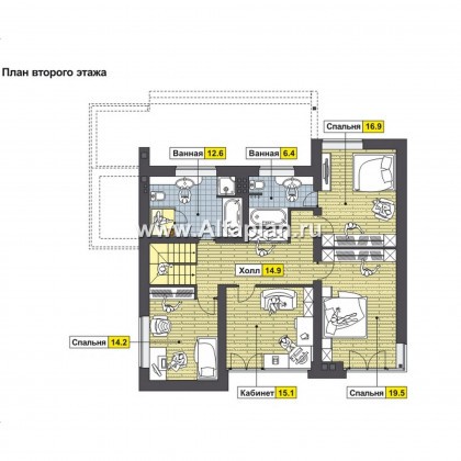 Проекты домов Альфаплан - Дом с интересным дизайном и практичной планировкой - превью плана проекта №2
