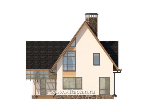 Проекты домов Альфаплан - Современный мансардный дом - превью фасада №1