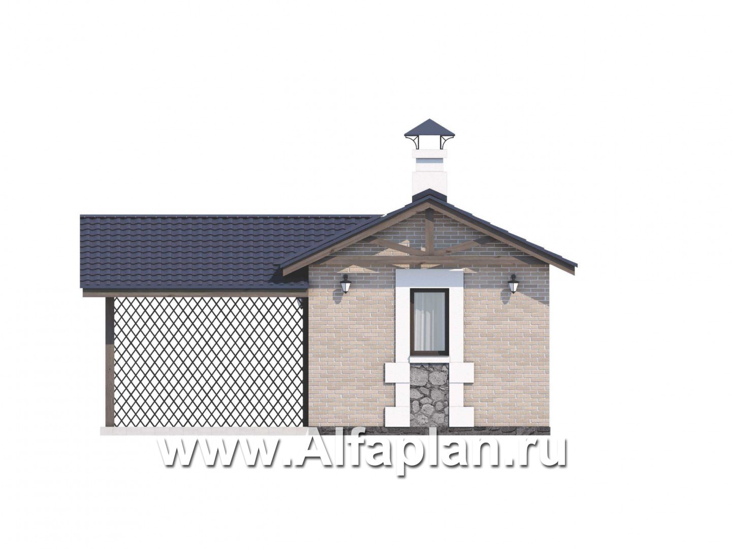 Проекты домов Альфаплан - Удобный хоз. блок для небольшой усадьбы - изображение фасада №1
