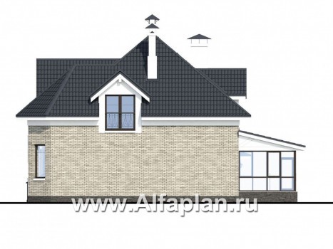 Проекты домов Альфаплан - «Принцесса осени» - красивый и удобный частный дом - превью фасада №2