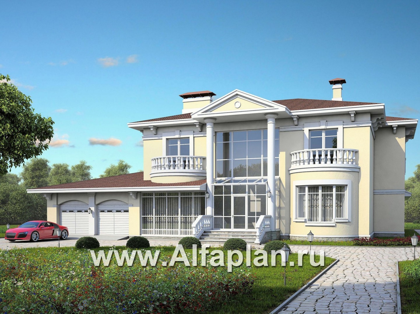 Проекты домов Альфаплан - Вилла «Эдельвейс» - элитный дом в классическом стиле - основное изображение