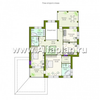 Проекты домов Альфаплан - «Елагин» - классический особняк с комфортной планировкой - превью плана проекта №2