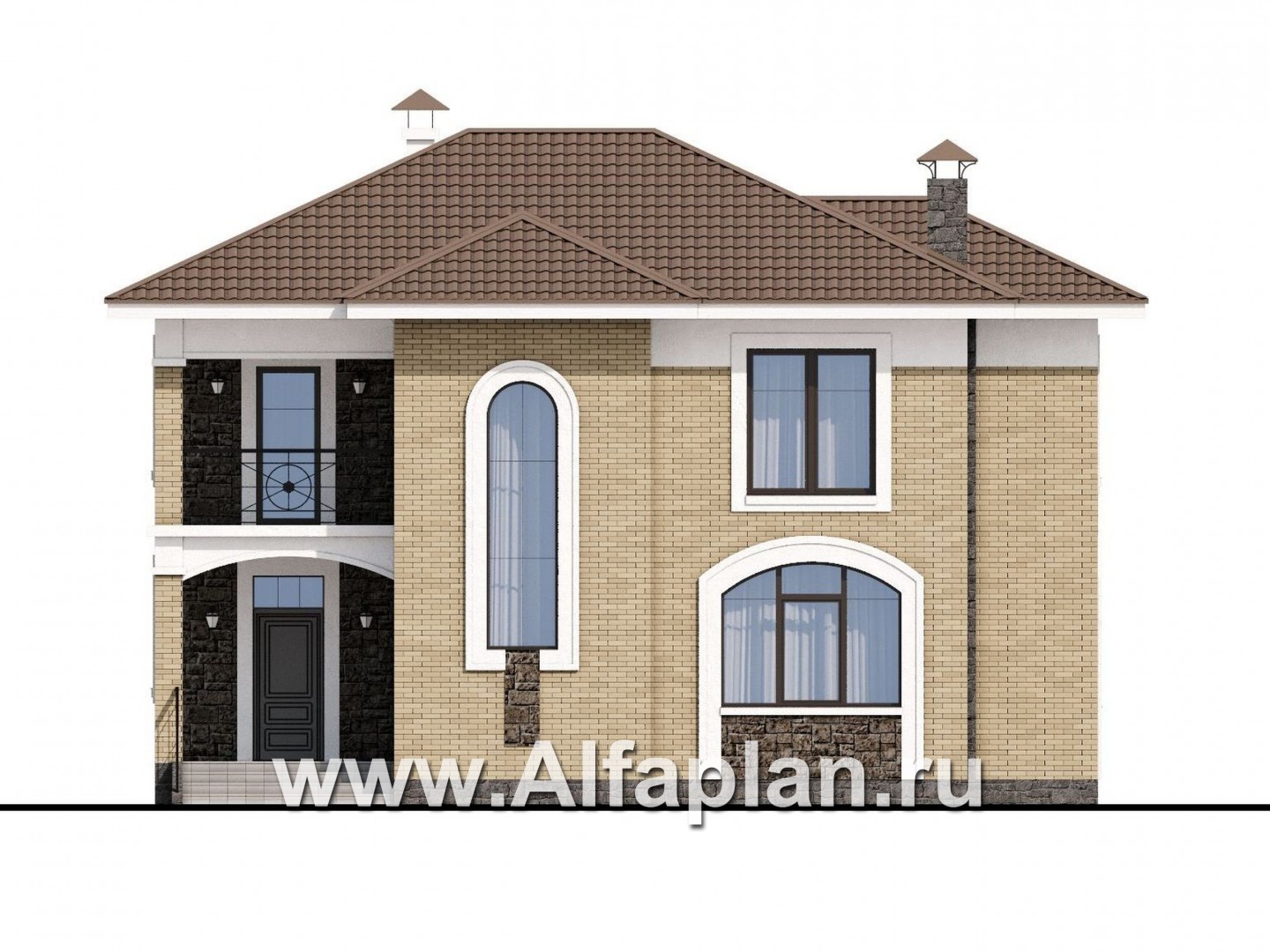 Проекты домов Альфаплан - «Топаз» - проект дома с открытой планировкой - изображение фасада №1