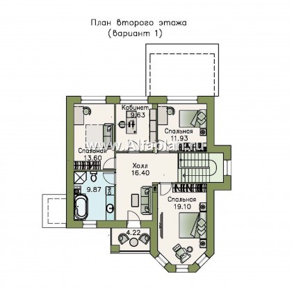 Проекты домов Альфаплан - «Благополучие» - классический коттедж с открытой планировкой - превью плана проекта №2