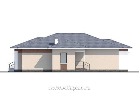 Проекты домов Альфаплан - «Калипсо» -проект одноэтажного дома, с гаражом на 2 авто - превью фасада №2