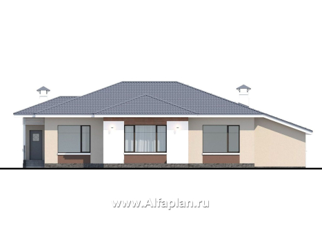 Проекты домов Альфаплан - «Калипсо» -проект одноэтажного дома, с гаражом на 2 авто - превью фасада №4