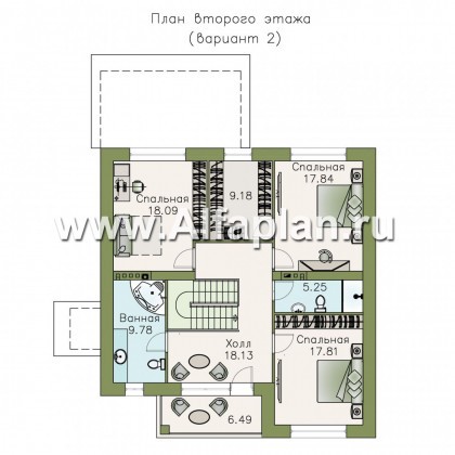 Проекты домов Альфаплан - «Седьмая высота» - комфортабельный дом с большой гостиной - превью плана проекта №3