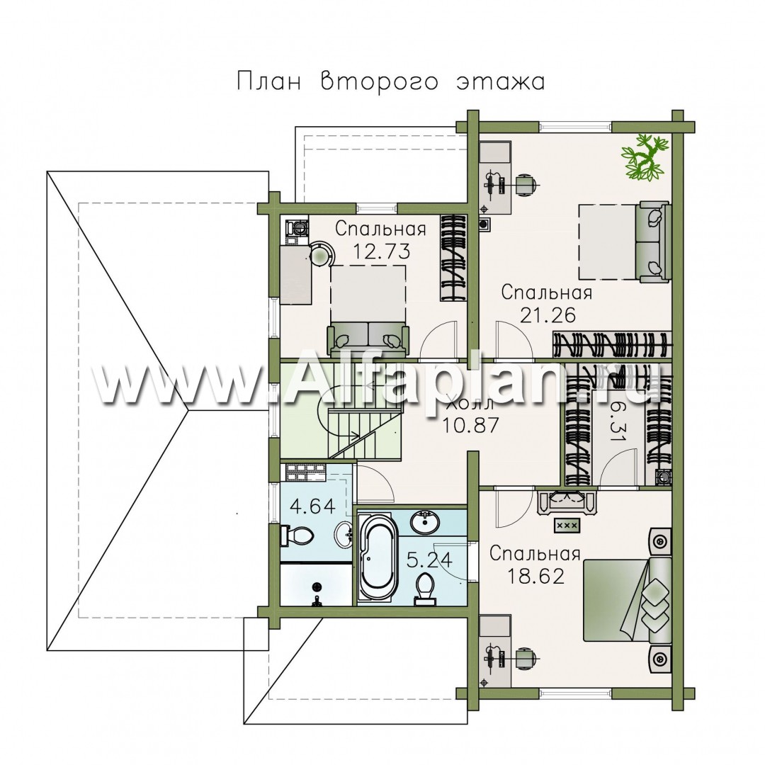 Проекты домов Альфаплан - «АльфаВУД» - деревяный дом из клееного бруса - план проекта №3