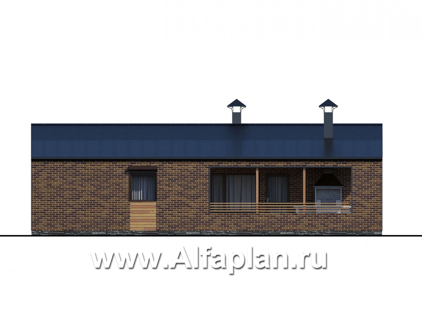 Проекты домов Альфаплан - «Йота» - каркасный дом с двускатной кровлей - изображение фасада №3
