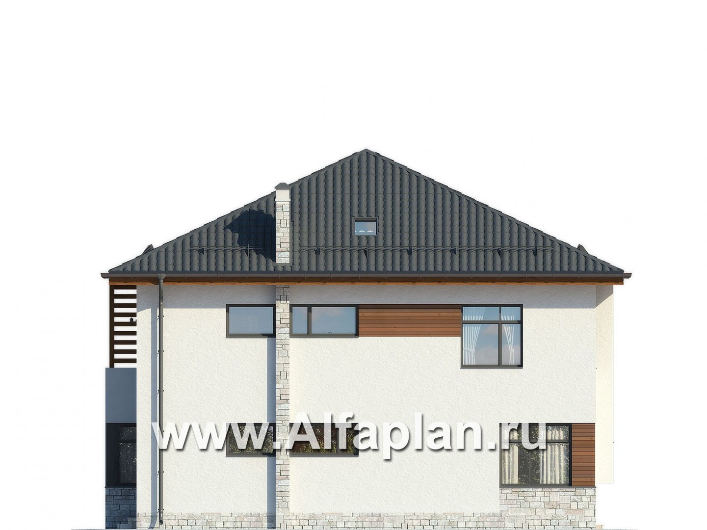 Проекты домов Альфаплан - Современный двухэтажный дом - изображение фасада №2