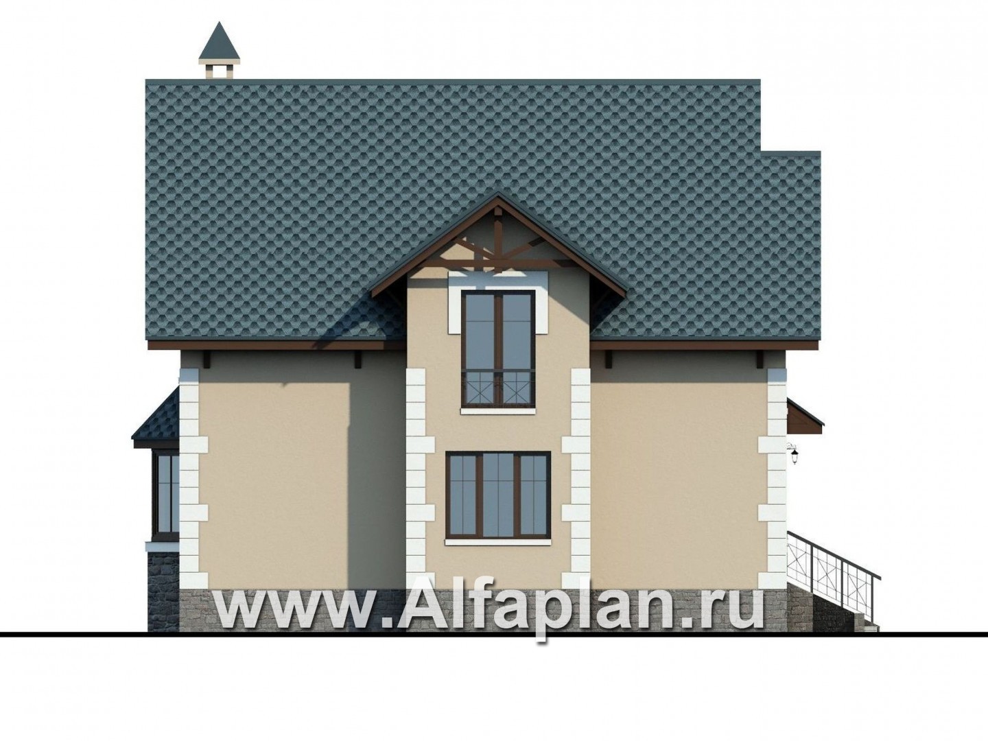 Проекты домов Альфаплан - «Менестрель» - коттедж для узкого участка - изображение фасада №3