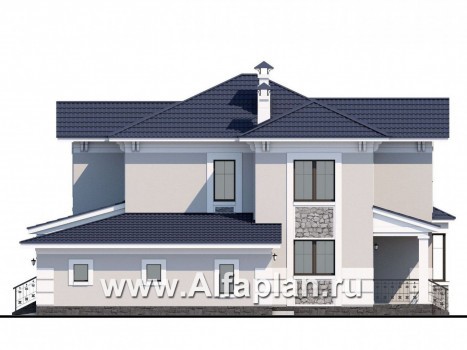 Проекты домов Альфаплан - «Белоостров» - коттедж с удобной планировкой и теплым гаражом - превью фасада №2