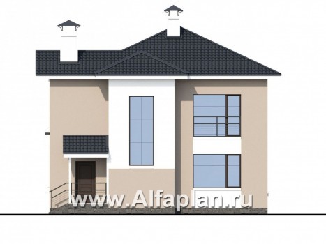 Проекты домов Альфаплан - «Знаменка» - удобный и компактный коттедж в современном стиле - превью фасада №4
