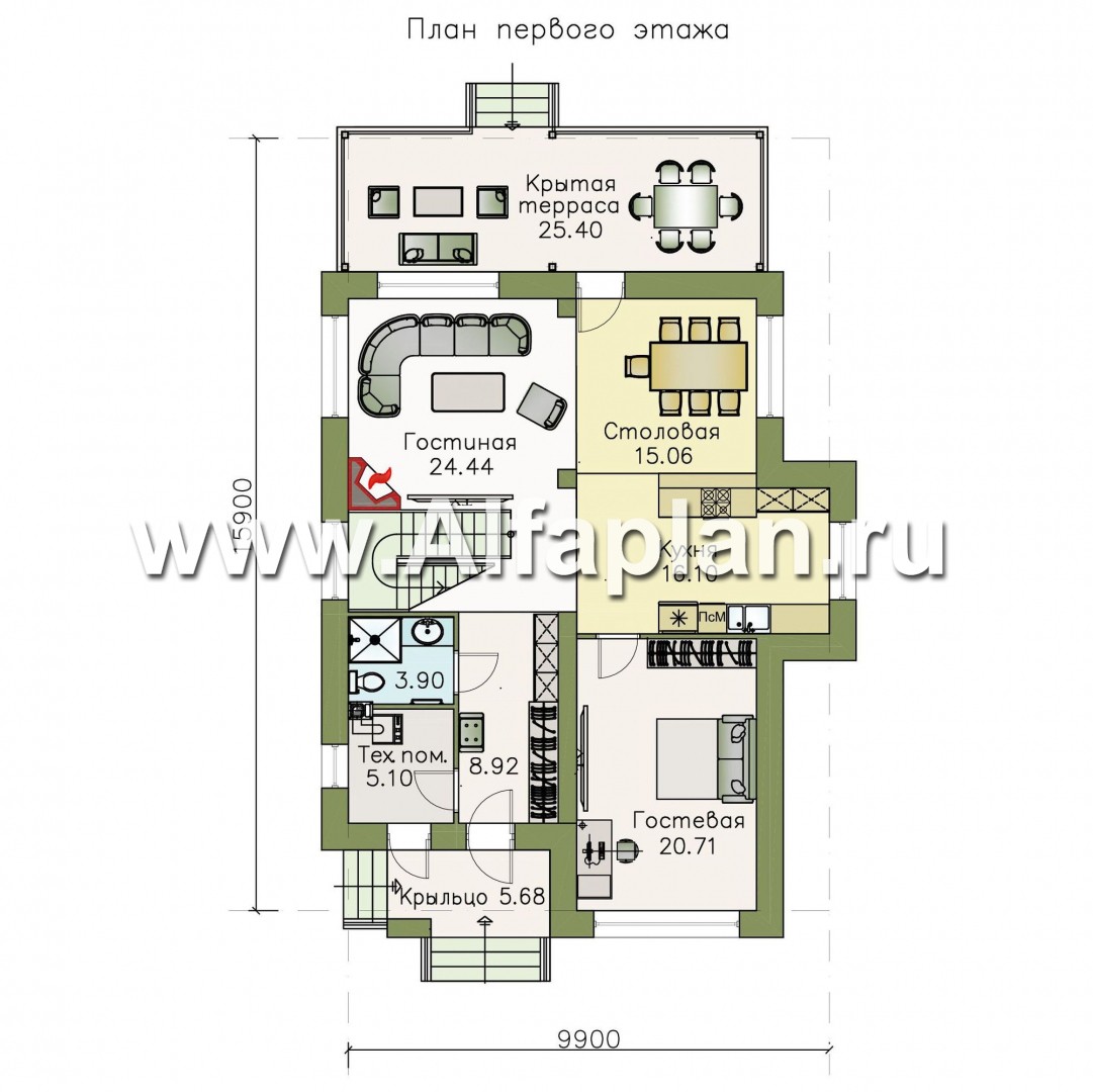 Проекты домов Альфаплан - «Ирида» - стильный современный дом - изображение плана проекта №1