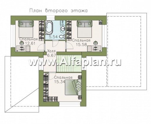 Проекты домов Альфаплан - Стильный компактный дом с гаражом-навесом - превью плана проекта №2