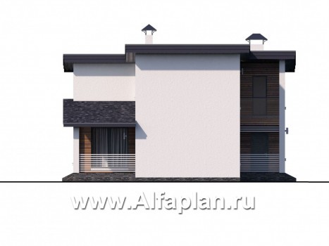 «Модена» - проект двухэтажного дома из газобетона, с террасой, в стиле минимализм - превью фасада дома